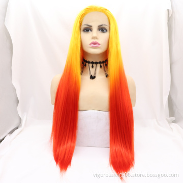 Vigorous natural hairline ombre fiber premium futura high quality wholesale prices free part synthetic lace front wigs